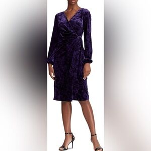 Lauren Ralph Lauren Women's Velvet V-Neck Wrap Dress